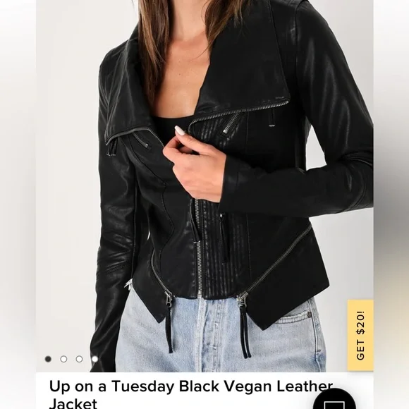 Up on a tuesday top black vegan leather jacket